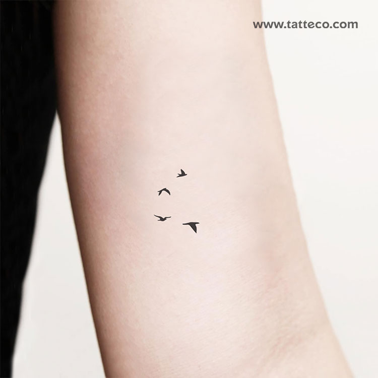 Minimalist Flying Birds Temporary Tattoo - Set of 3 – Tatteco